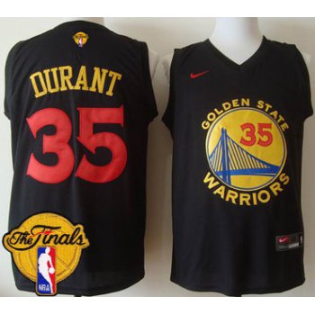 Men's Warriors #35 Kevin Durant Black New Fashion 2017 The Finals Patch Stitched NBA Jersey