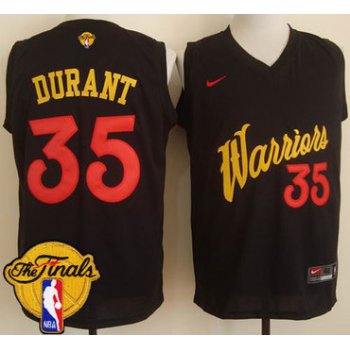 Mens's Warriors #35 Kevin Durant Black Fashion 2017 The Finals Patch Stitched NBA Jersey