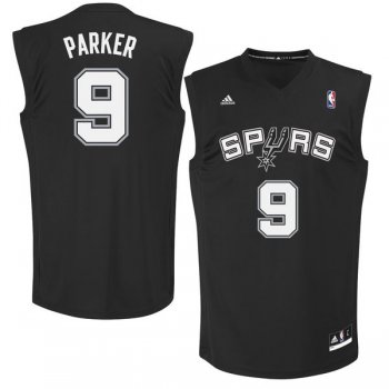 San Antonio Spurs 9 Tony Parker Black Fashion Replica Jersey