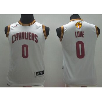 Youth Cleveland Cavaliers #0 Kevin Love White 2017 The NBA Finals Patch Jersey