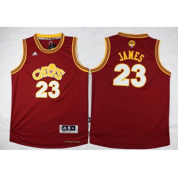 Youth Cleveland Cavaliers #23 LeBron James Red Throwback 2017 The NBA Finals Patch Jersey