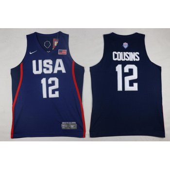 2016 Olympics Team USA Men's #12 DeMarcus Cousins Navy Blue Stitched NBA Nike Swingman Jersey