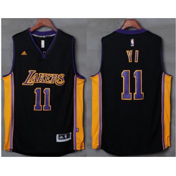 Lakers #11 Yi Jianlian Black(Purple NO.) Stitched NBA Jersey