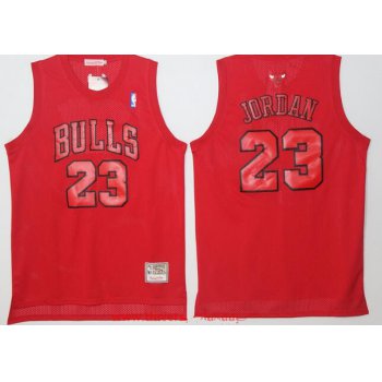 Men's Chicago Bulls #23 Michael Jordan All Red Hardwood Classics Soul Swingman Throwback Jersey