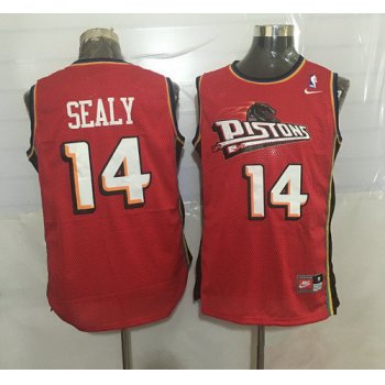 Men's Detroit Pistons #14 Malik Sealy Red Hardwood Classics Soul Swingman Throwback Jersey