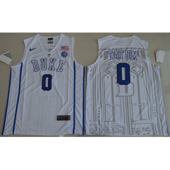 Men's Duke Blue Devils #0 Jayson Tatum White College Basketball Nike Swingman Stitched NCAA Jersey