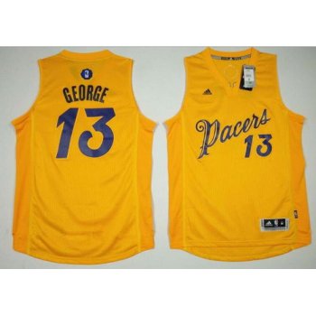 Men's Indiana Pacers #13 Paul George adidas Yellow 2016 Christmas Day Stitched NBA Swingman Jersey