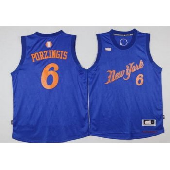 Men's New York Knicks #6 Kristaps Porzingis Adidas Royal Blue 2016 Christmas Day Stitched NBA Swingman Jersey