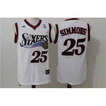 Men's Philadelphia 76ers #25 Ben Simmons White Retro Revolution 30 Swingman Adidas Basketball Jersey