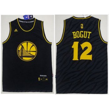 Golden State Warriors #12 Andrew Bogut Black Precious Metals Fashion Stitched NBA Jersey