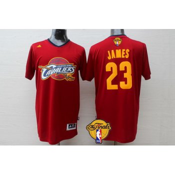 Men's Cleveland Cavaliers #23 LeBron James 2016 The NBA Finals Patch Red Short-Sleeved Jersey