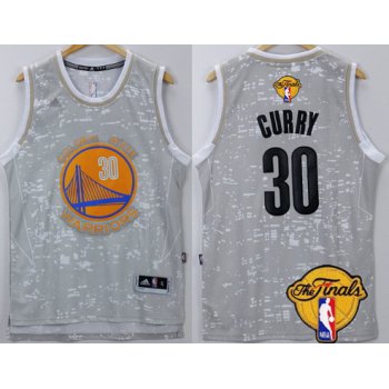 Men's Golden State Warriors #30 Stephen Curry Gray City Lights 2016 The NBA Finals Patch Jersey