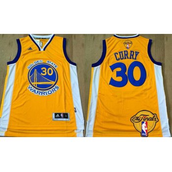 Men's Golden State Warriors #30 Stephen Curry Yellow 2016 The NBA Finals Patch Jersey
