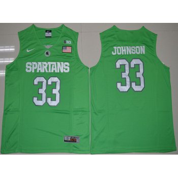 Men's Michigan State Spartans #33 Magic Johnson 2016 Apple Green College Basketball Authentic Jersey