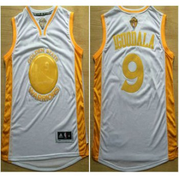 Golden State Warriors #9 Andre Iguodala 2015 NBA Final Game Gold Name White Jersey