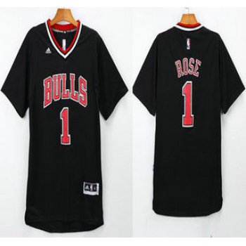 Men's Chicago Bulls #1 Derrick Rose Revolution 30 Swingman 2014 New Black Short-Sleeved Jersey With Bulls Style