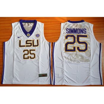Men's LSU Tigers #25 Ben Simmons White College Basketball Nike Jersey