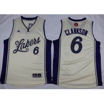 Men's Los Angeles Lakers #6 Jordan Clarkson Revolution 30 Swingman 2015 Christmas Day Cream Jersey