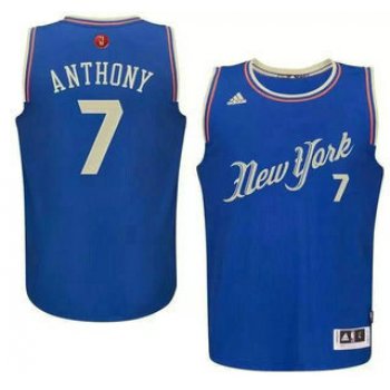Men's New York Knicks #7 Carmelo Anthony Revolution 30 Swingman 2015 Christmas Day Blue Jersey