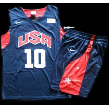 2012 Olympic USA Team #10 Kobe Bryant Blue Basketball Jerseys & Shorts Suit