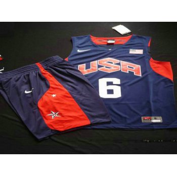 2012 Olympics Team USA 6 LeBron James Blue Basketball Suit