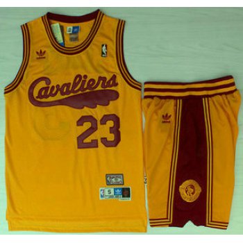 Cleveland Cavaliers #23 LeBron James 2009 Yellow Hardwood Classics Yellow Revolution 30 Swingman Jersey Short Suits