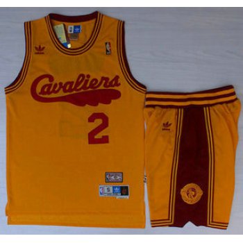 Cleveland Cavaliers #2 Kyrie Irving 2009 Yellow Hardwood Classics Yellow Revolution 30 Swingman Jersey Short Suits