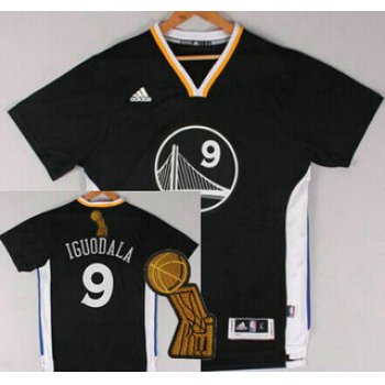 Golden State Warriors #9 Andre Iguodala Revolution 30 Swingman 2014 New Black Short-Sleeved Jersey With 2015 Finals Champions Patch Patch