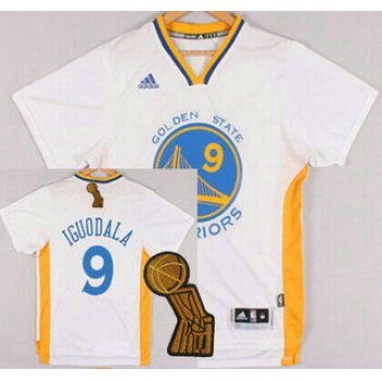 Golden State Warriors #9 Andre Iguodala Revolution 30 Swingman 2014 New White Short-Sleeved Jersey With 2015 Finals Champions Patch