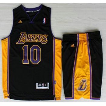 Los Angeles Lakers #10 Steve Nash Black Revolution 30 Swingman NBA Jerseys Shorts Suits Purple Number 2013 New Style