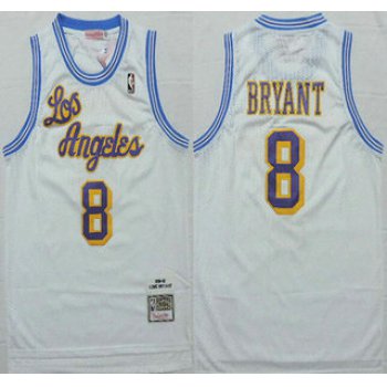 Los Angeles Lakers #8 Kobe Bryant 1996-97 White Hardwood Classics Soul Swingman Throwback Jersey