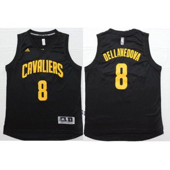 Men's Cleveland Cavaliers #8 Matthew Dellavedova Revolution 30 Swingman Black With Gold Jersey