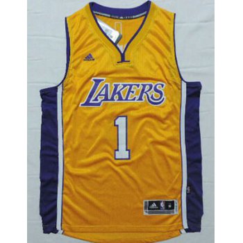 Men's Los Angeles Lakers #1 D'Angelo Russell Revolution 30 Swingman 2015 Draft New Yellow Jersey