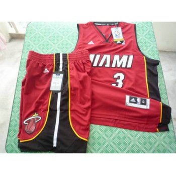 Miami Heat 3 Dwyane Wade red swingman Basketball Suit
