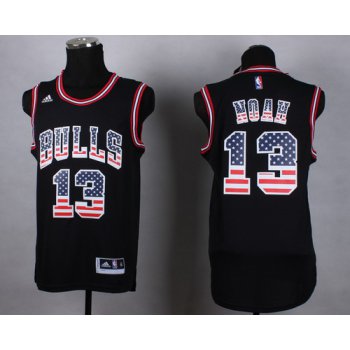 Chicago Bulls #13 Joakim NoahRevolution 30 Swingman 2014 USA Flag Fashion Black Jersey