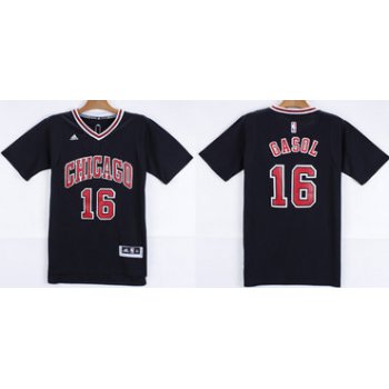 Chicago Bulls #16 Pau Gasol Revolution 30 Swingman 2014 New Black Short-Sleeved Jersey