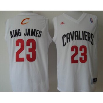 Cleveland Cavaliers #23 King James Nickname White With Black Fashion Jersey