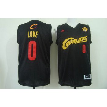 Men's Cleveland Cavaliers #0 Kevin Love 2015 The Finals 2014 Black With Red Fashion Jersey