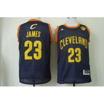 Men's Cleveland Cavaliers #23 LeBron James 2015 The Finals Navy Blue With Gold Swingman Jersey