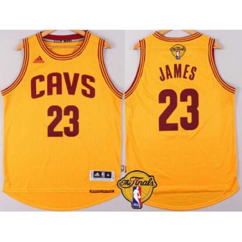 Men's Cleveland Cavaliers #23 LeBron James 2015 The Finals New Yellow Jersey