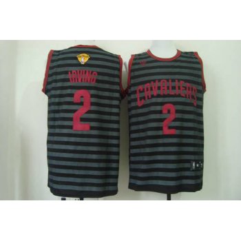 Men's Cleveland Cavaliers #2 Kyrie Irving 2015 The Finals Gray With Black Pinstripe Jersey