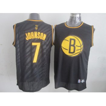 Brooklyn Nets #7 Joe Johnson Revolution 30 Swingman 2014 Black With Gold Jersey
