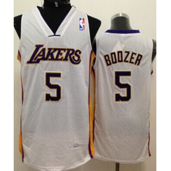 Los Angeles Lakers #5 Carlos Boozer White Swingman Jersey