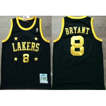 Los Angeles Lakers #8 Kobe Bryant Black With Yellow Star Swingman Throwback Jersey