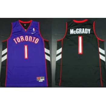 Toronto Raptors #1 Tracy McGrady Hardwood Classic Black With Purple Swingman Jersey