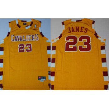 Cleveland Cavaliers #23 Lebron James Hardwood Classic Yellow Swingman Jersey