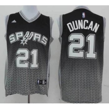 San Antonio Spurs #21 Tim Duncan Black/White Resonate Fashion Jersey