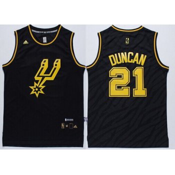 San Antonio Spurs #21 Tim Duncan Revolution 30 Swingman 2014 Black With Gold Jersey