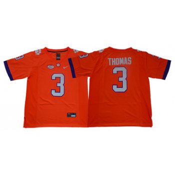 Men's Clemson Tigers #3 Xavier Thomas Orange Stitched NCAA Nike 2019 New College Football Jersey