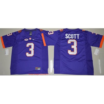 Men's Clemson Tigers # Artavis Scott Purple Stitched NCAA Nike 2016 College Football Jersey